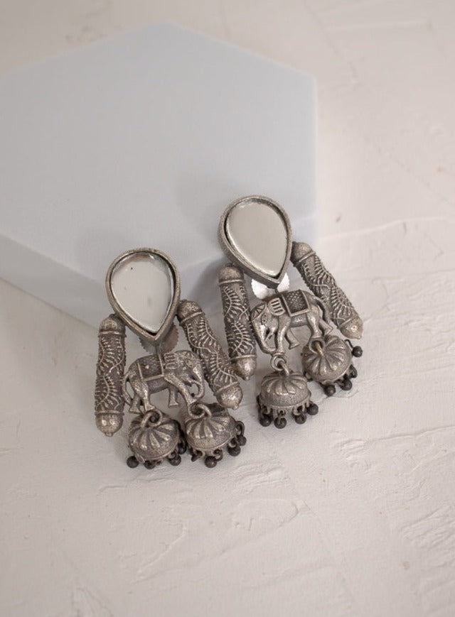 Silver Lookalike Elephant Earrings