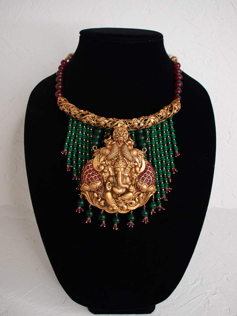 Ganesh Antique Set - Ruby/Green