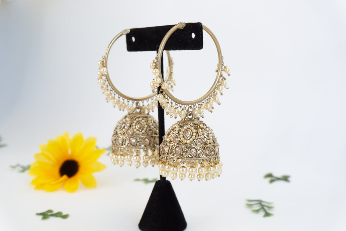 Gold Polki Jhumkas