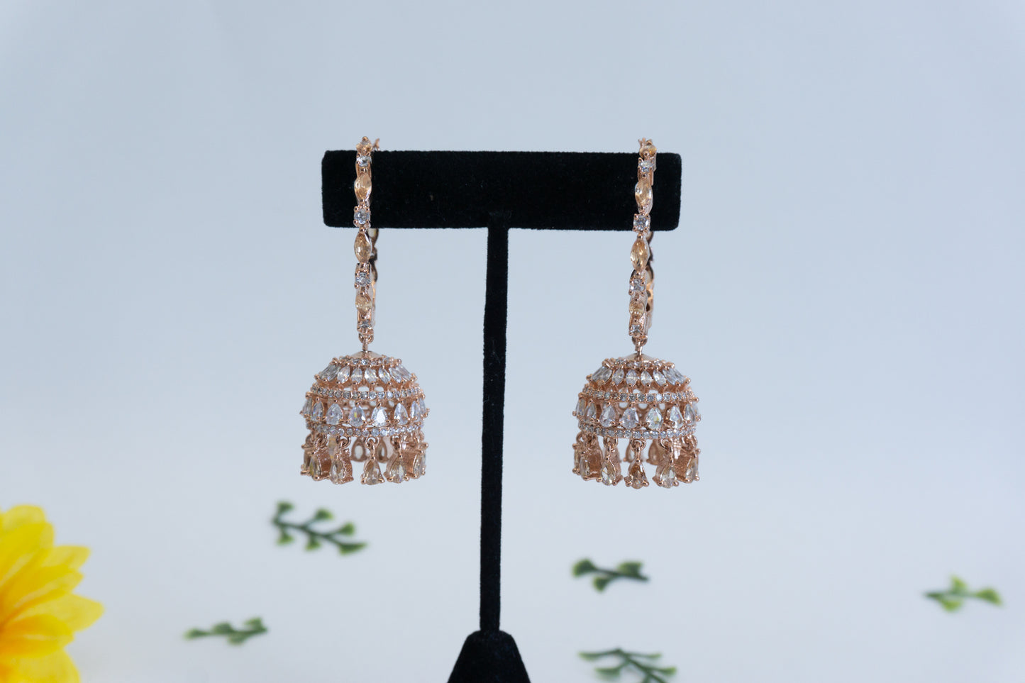 Rose Gold Jhumki - American Diamond