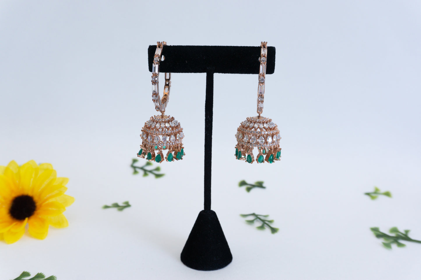 Rose Gold Jhumki - American Diamond