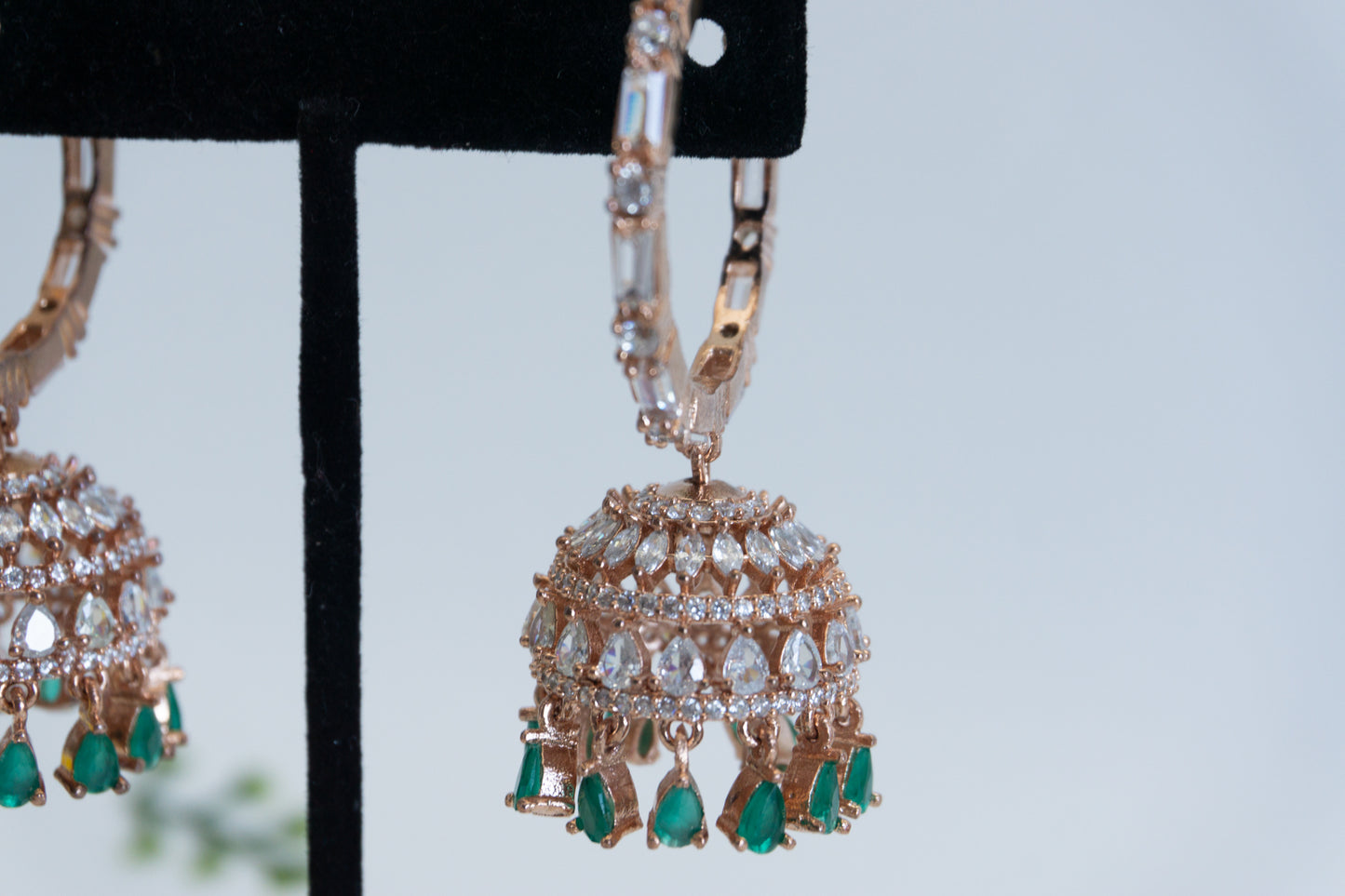 Rose Gold Jhumki - American Diamond