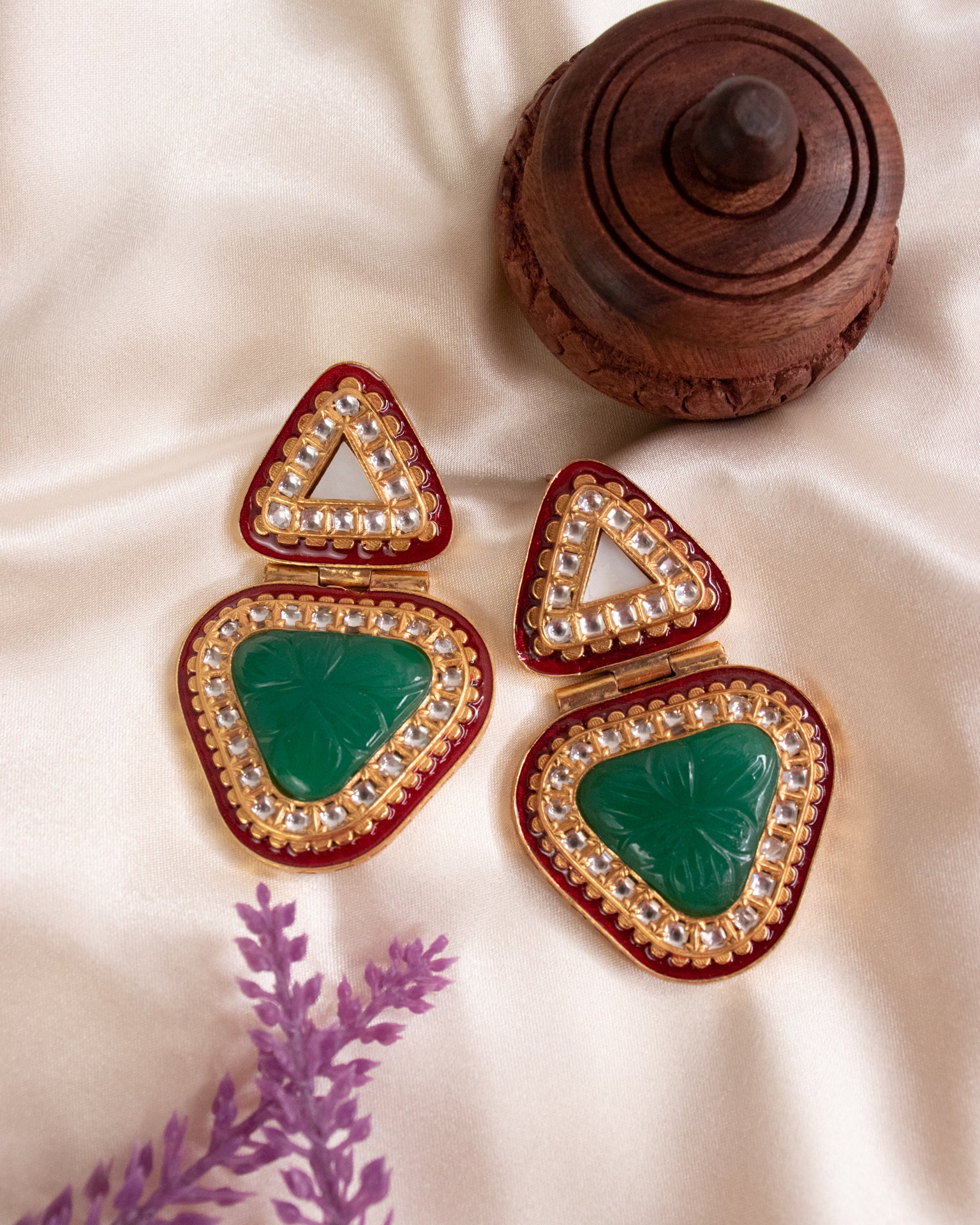 Classic Kundan Earrings - Green