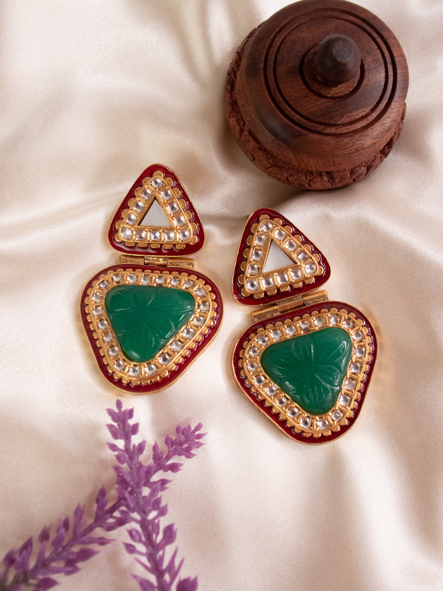 Classic Kundan Earrings - Green