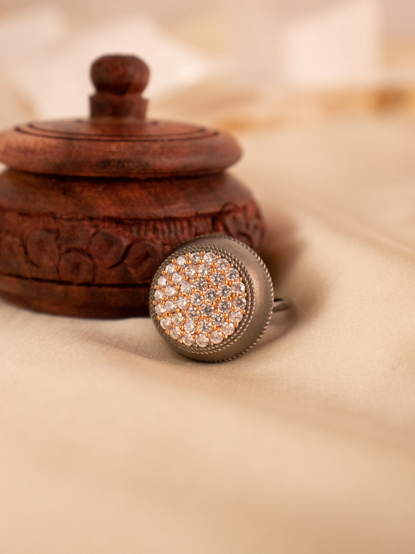 CZ Ring - Black rose plated - Elastories