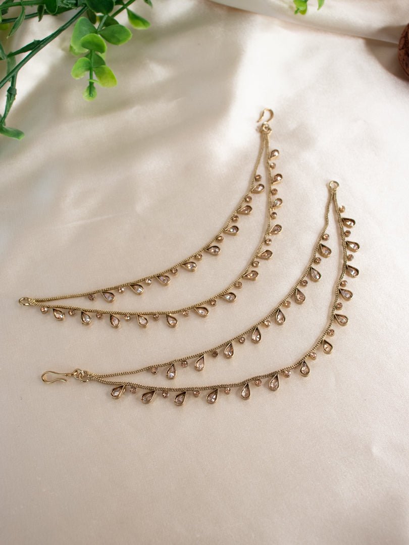 Gold Toned Polki Ear Chain