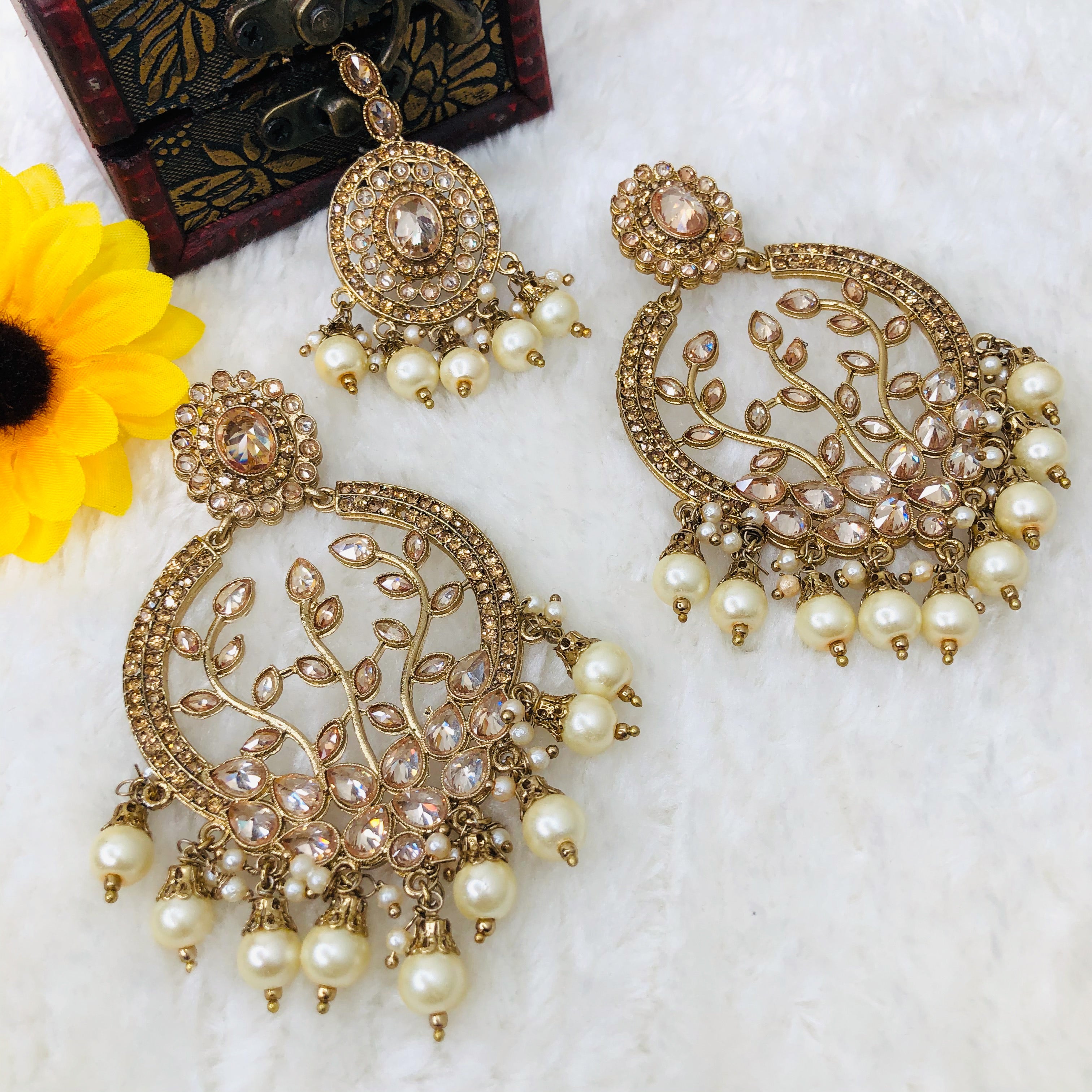 Boucles d'oreilles Polki avec Tikka