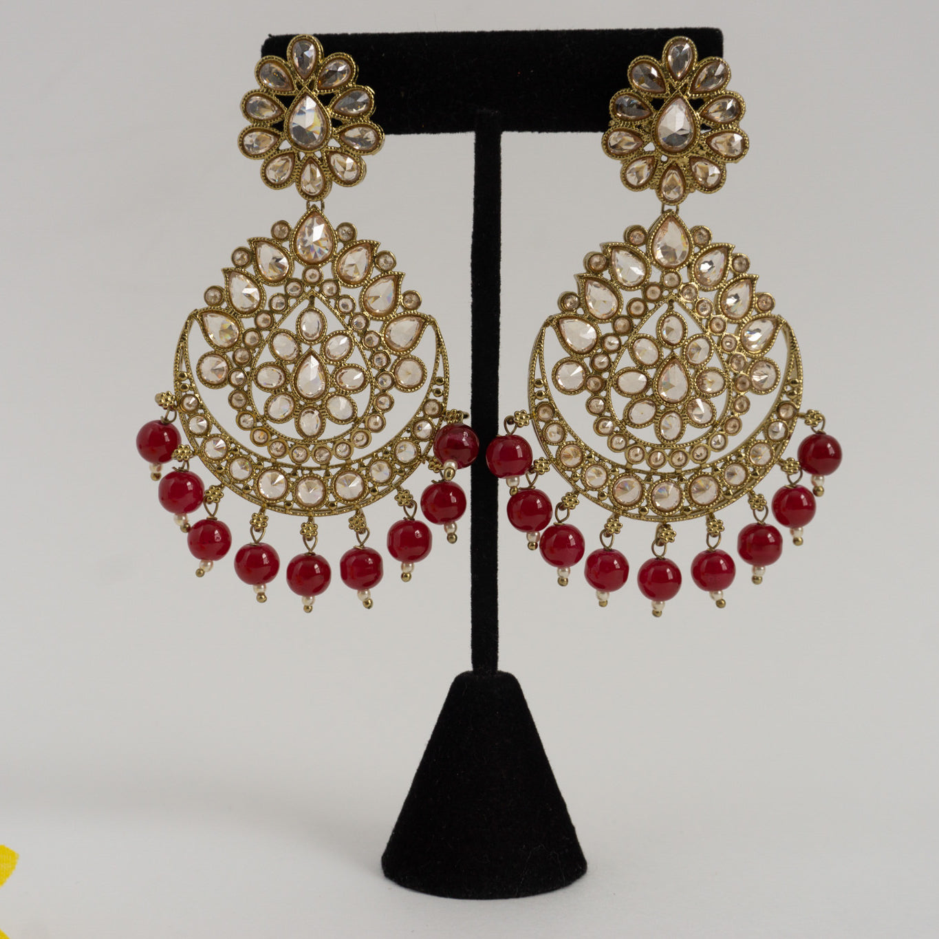 Boucles d'oreilles Polki plaquées Mehndi