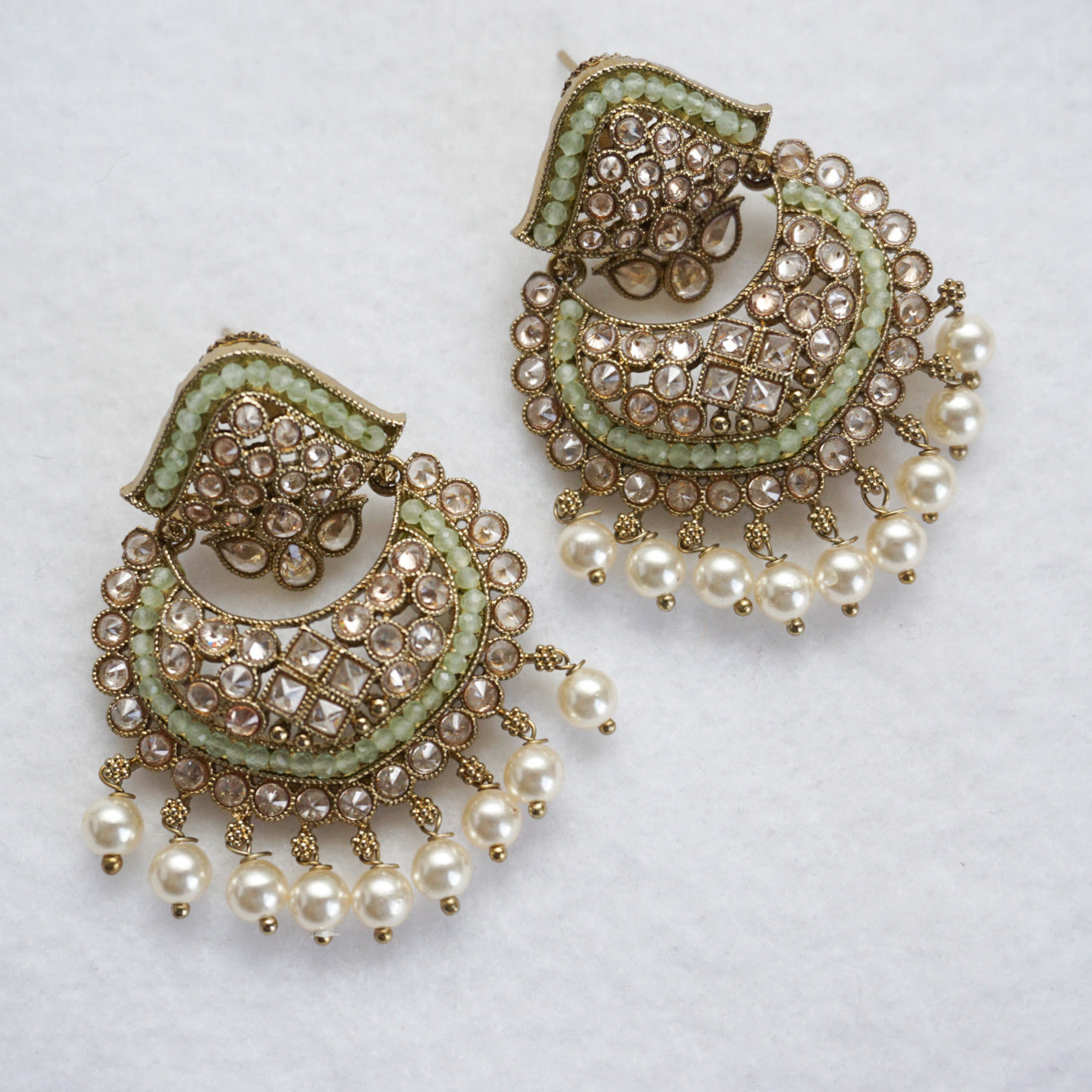 Boucles d'oreilles Polki avec placage Mehndi