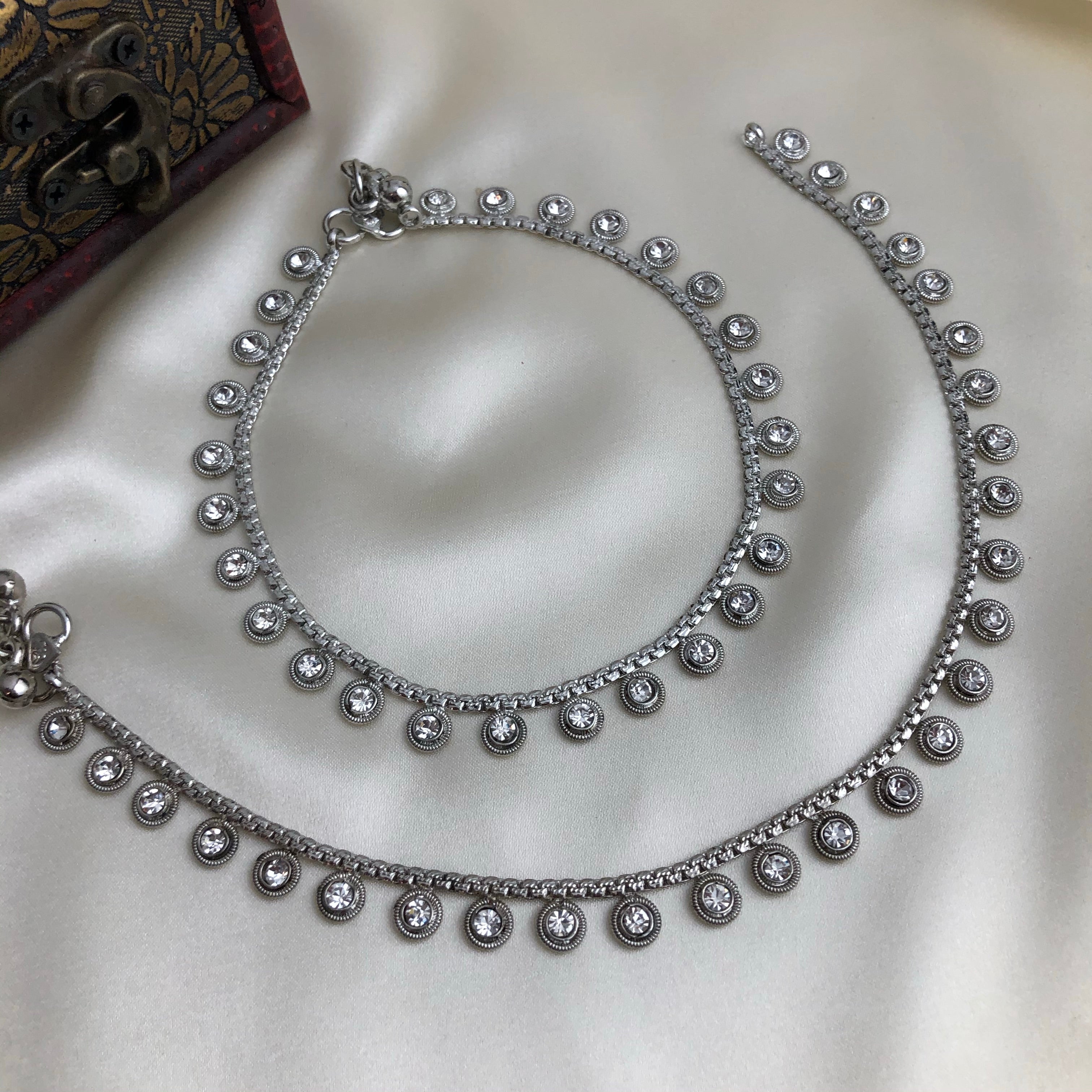 Antique Anklets- Silver Tone