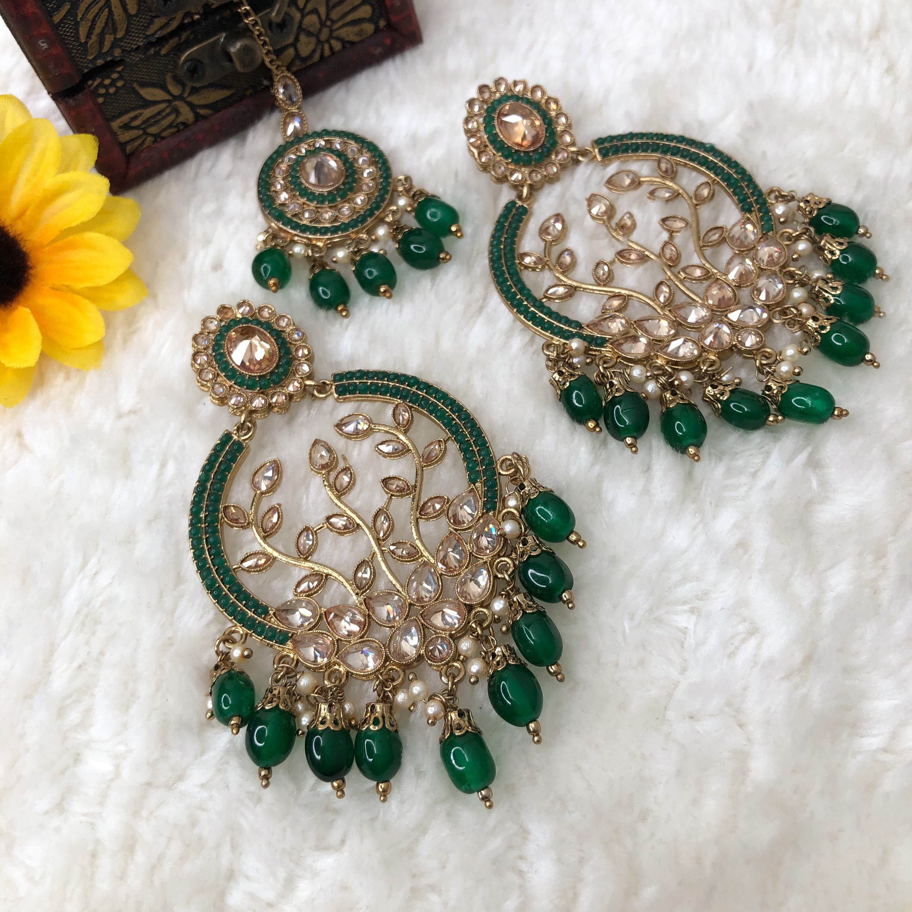 Boucles d'oreilles Polki avec Tikka