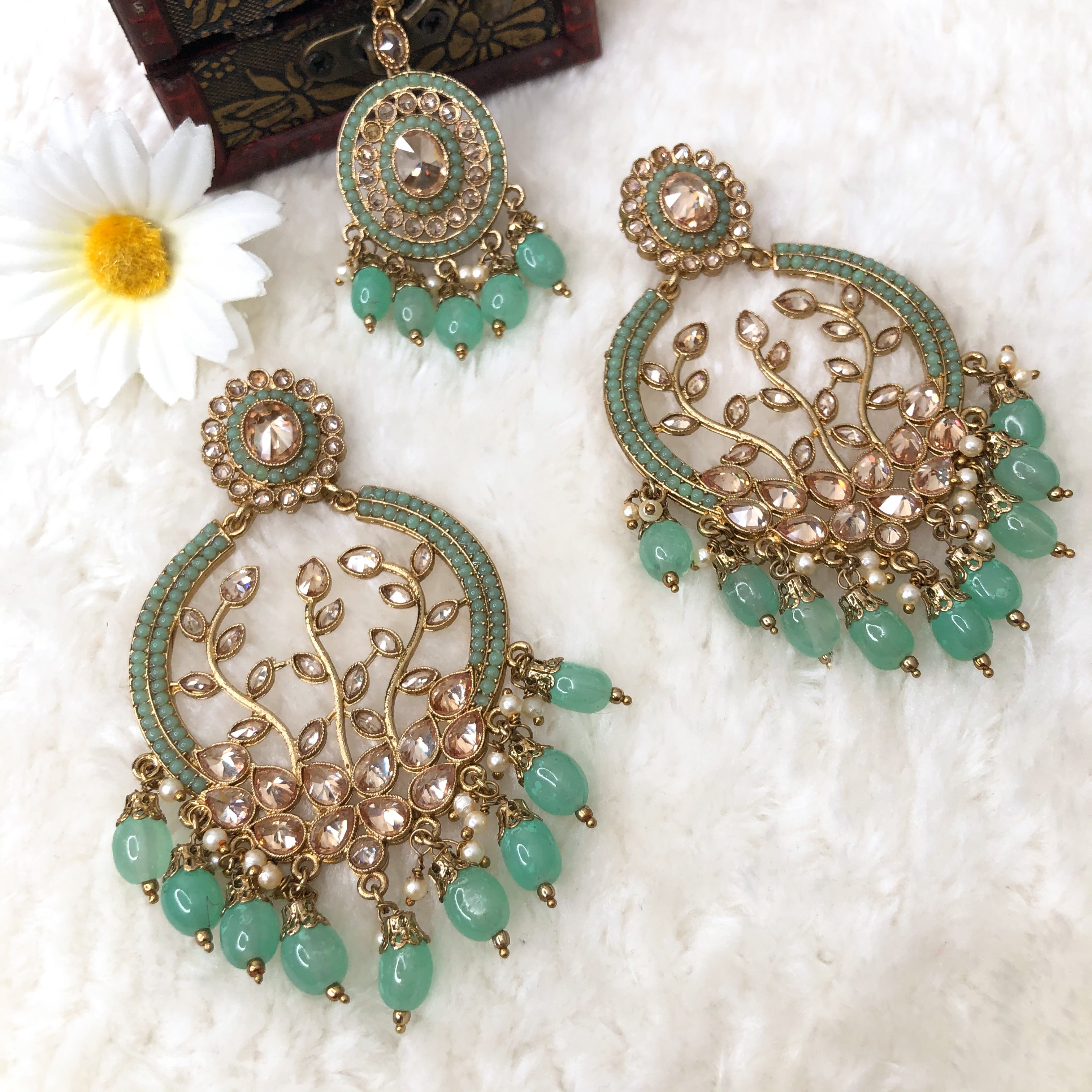 Boucles d'oreilles Polki avec Tikka