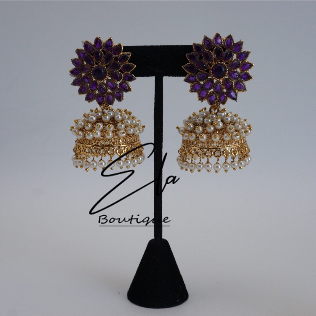Jhumkas en grappes de perles