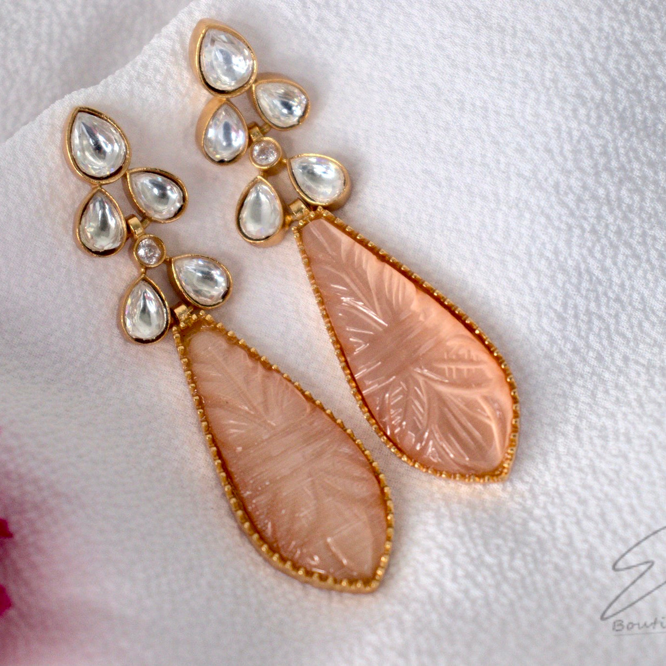 Boucles d'oreilles Kundan classiques plaquées or