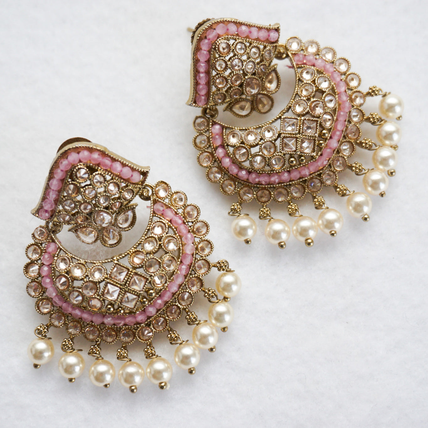 Boucles d'oreilles Polki avec placage Mehndi