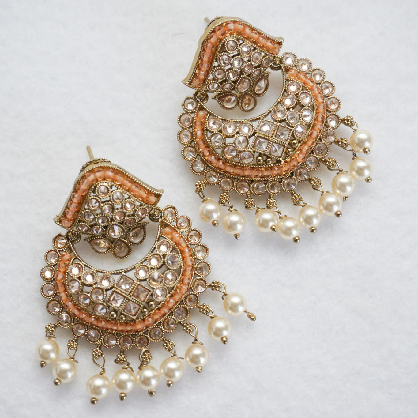 Boucles d'oreilles Polki avec placage Mehndi