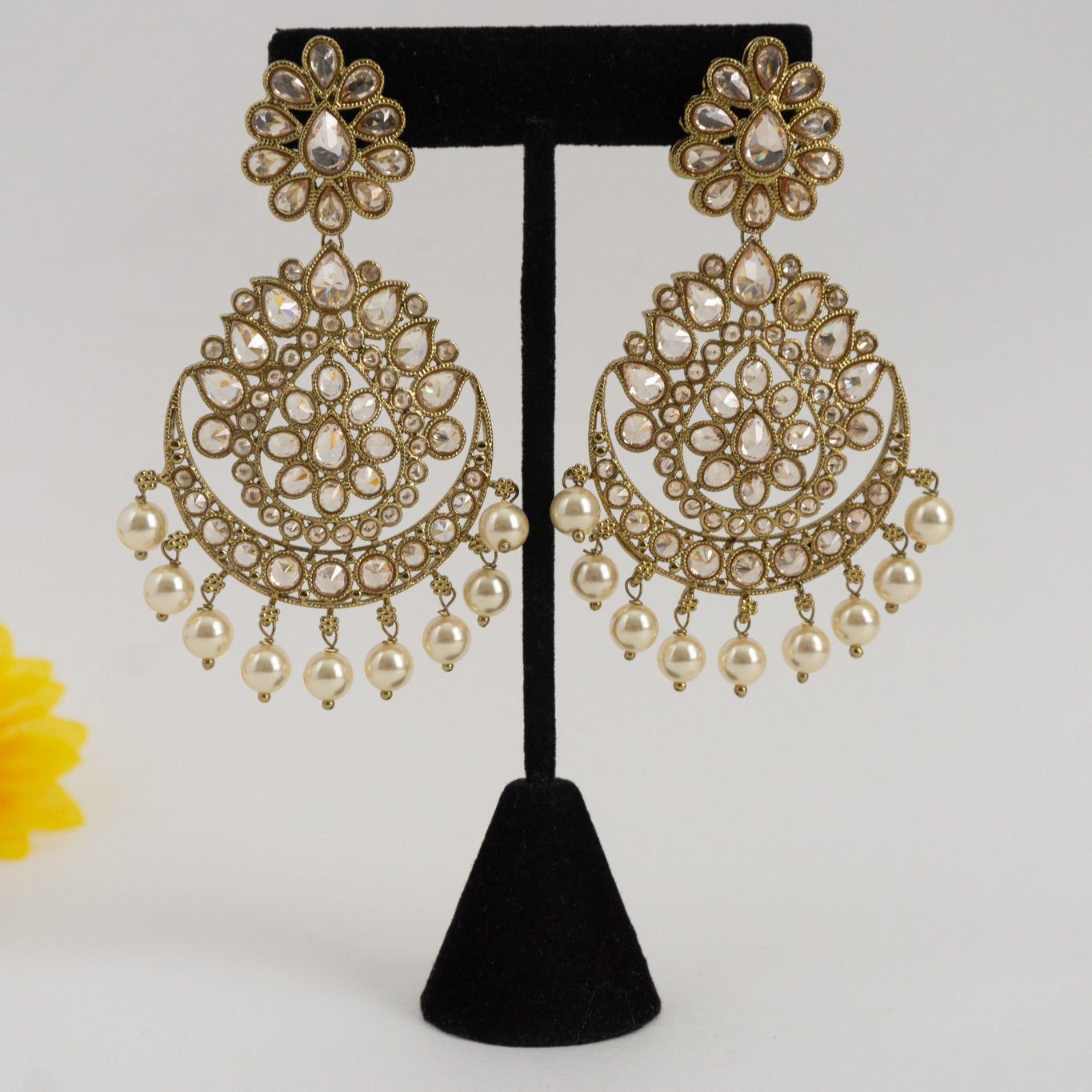 Boucles d'oreilles Polki plaquées Mehndi