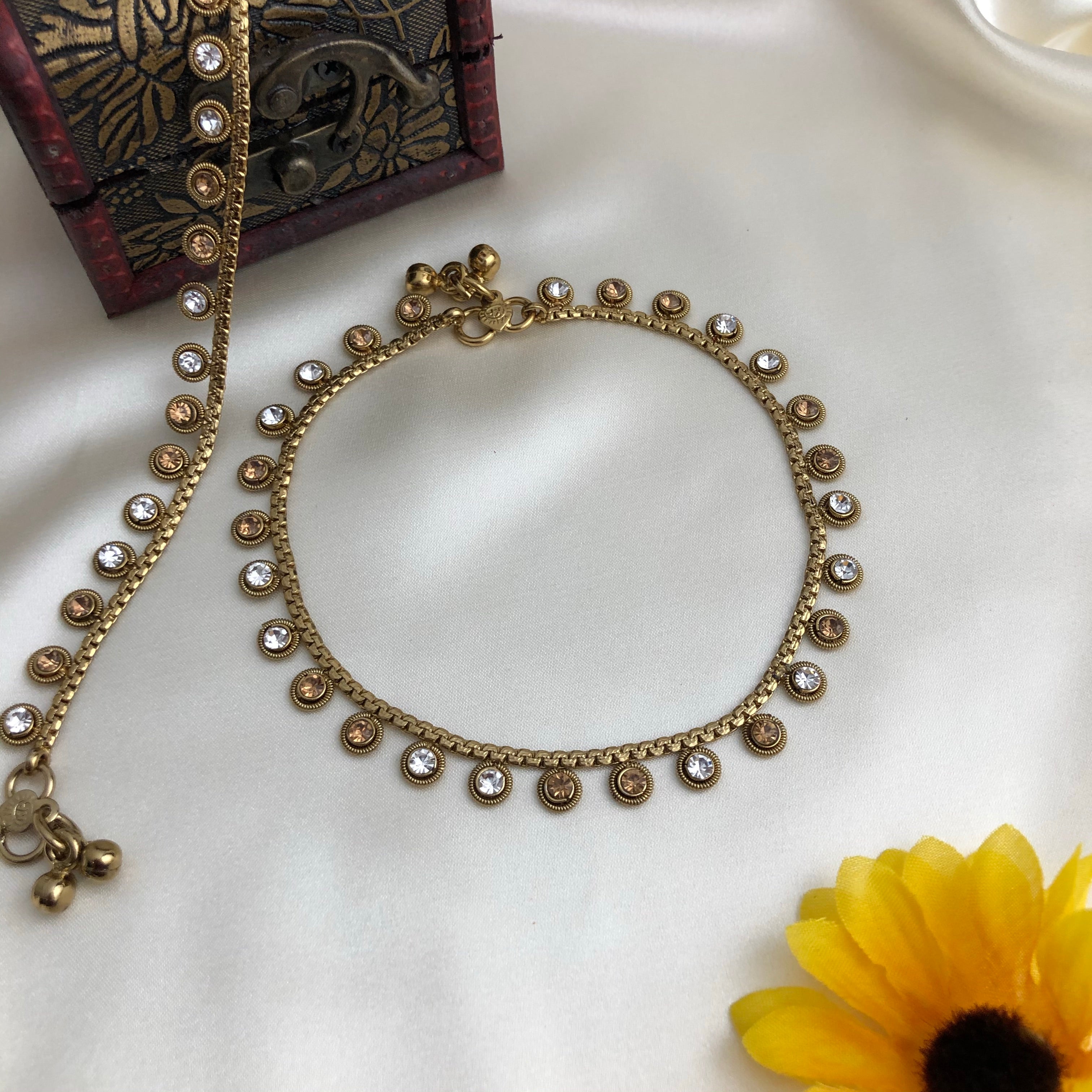 Antique Anklets-Gold Tone