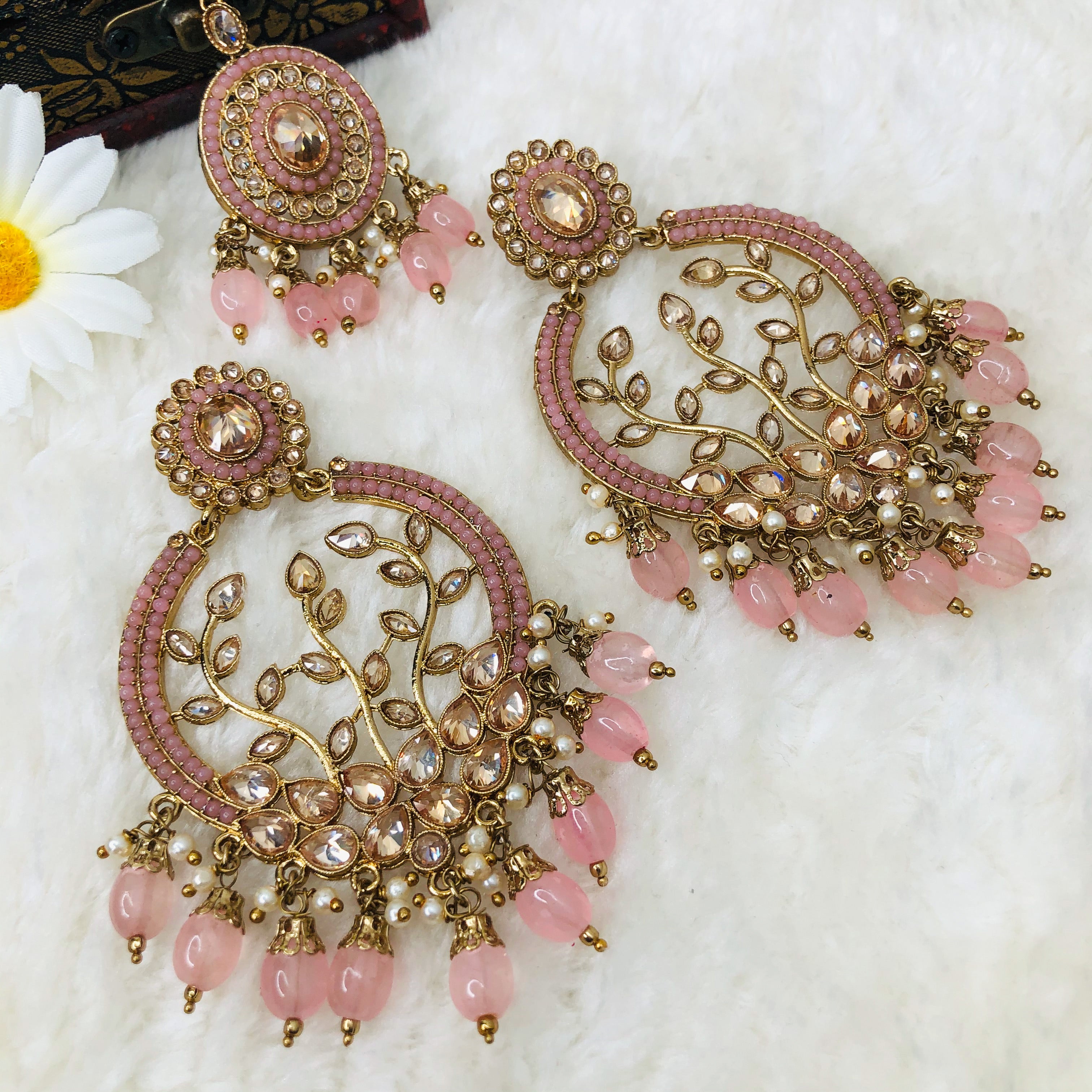 Boucles d'oreilles Polki avec Tikka