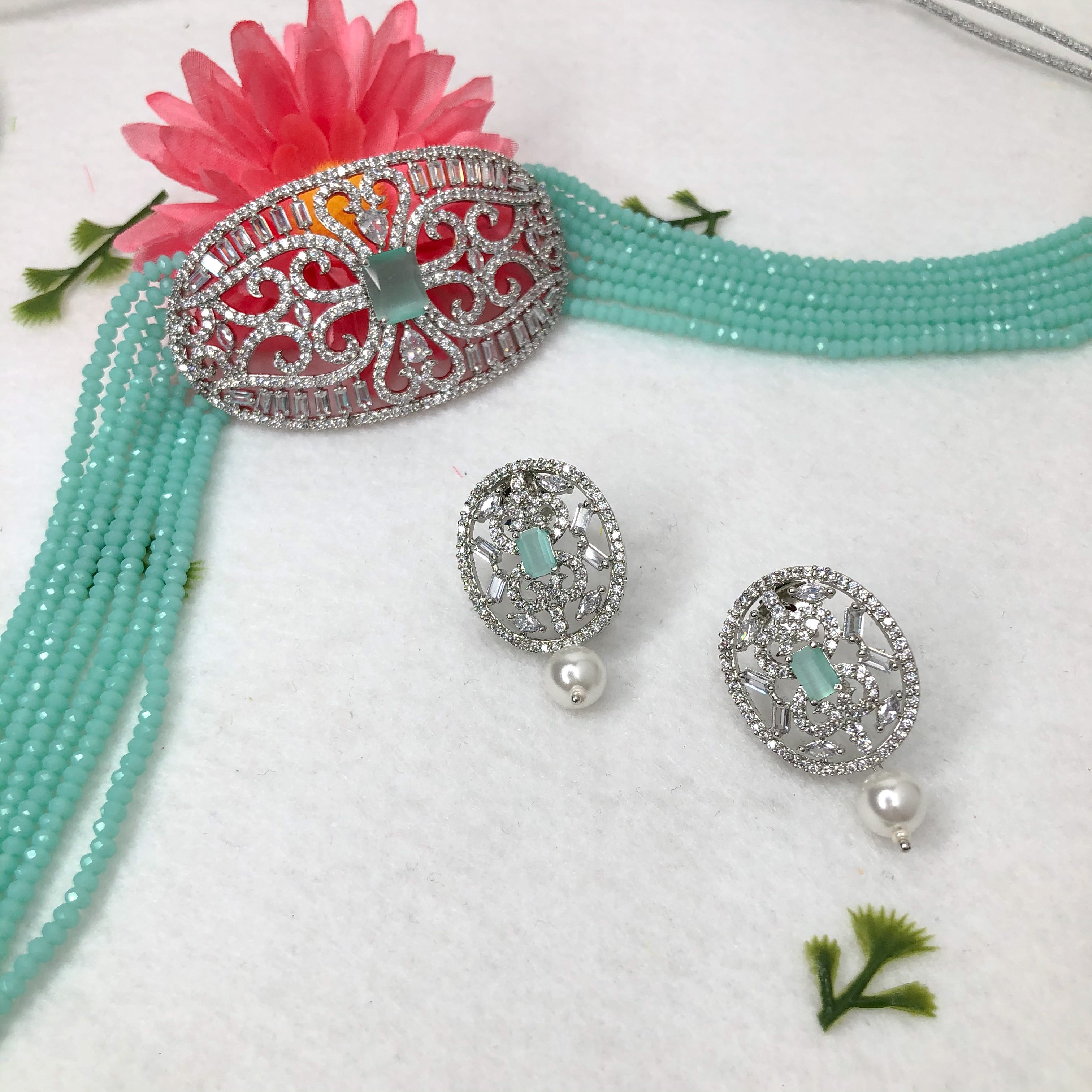 American Diamond Choker Set