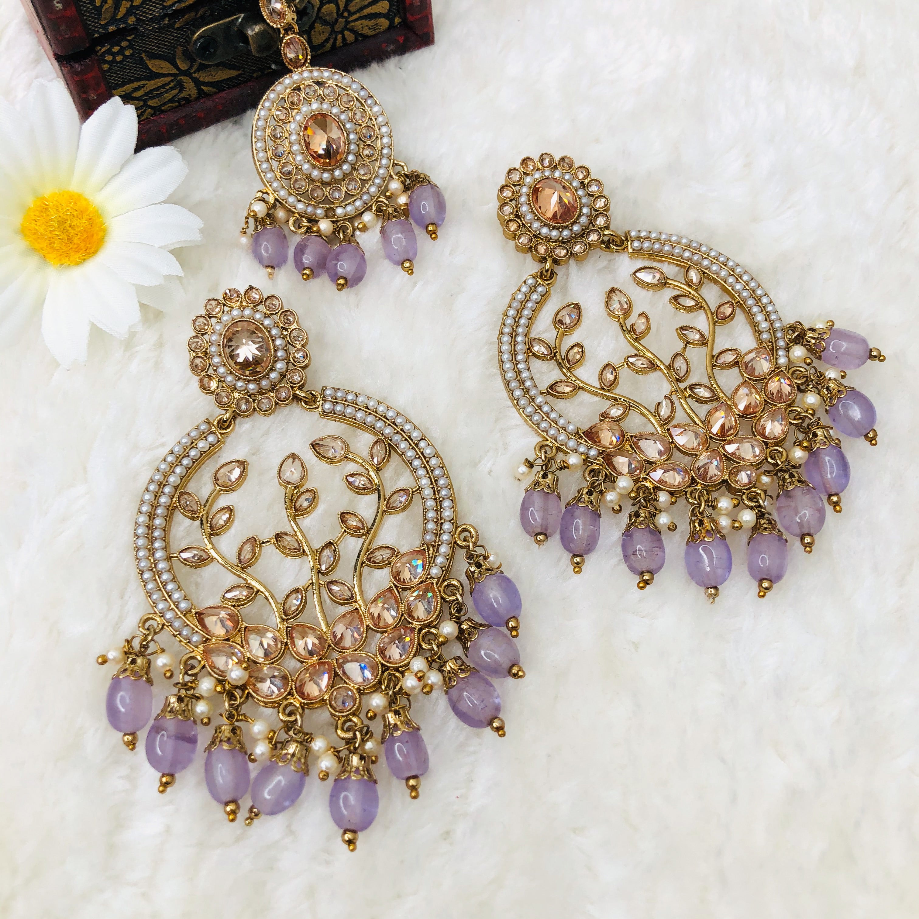 Boucles d'oreilles Polki avec Tikka