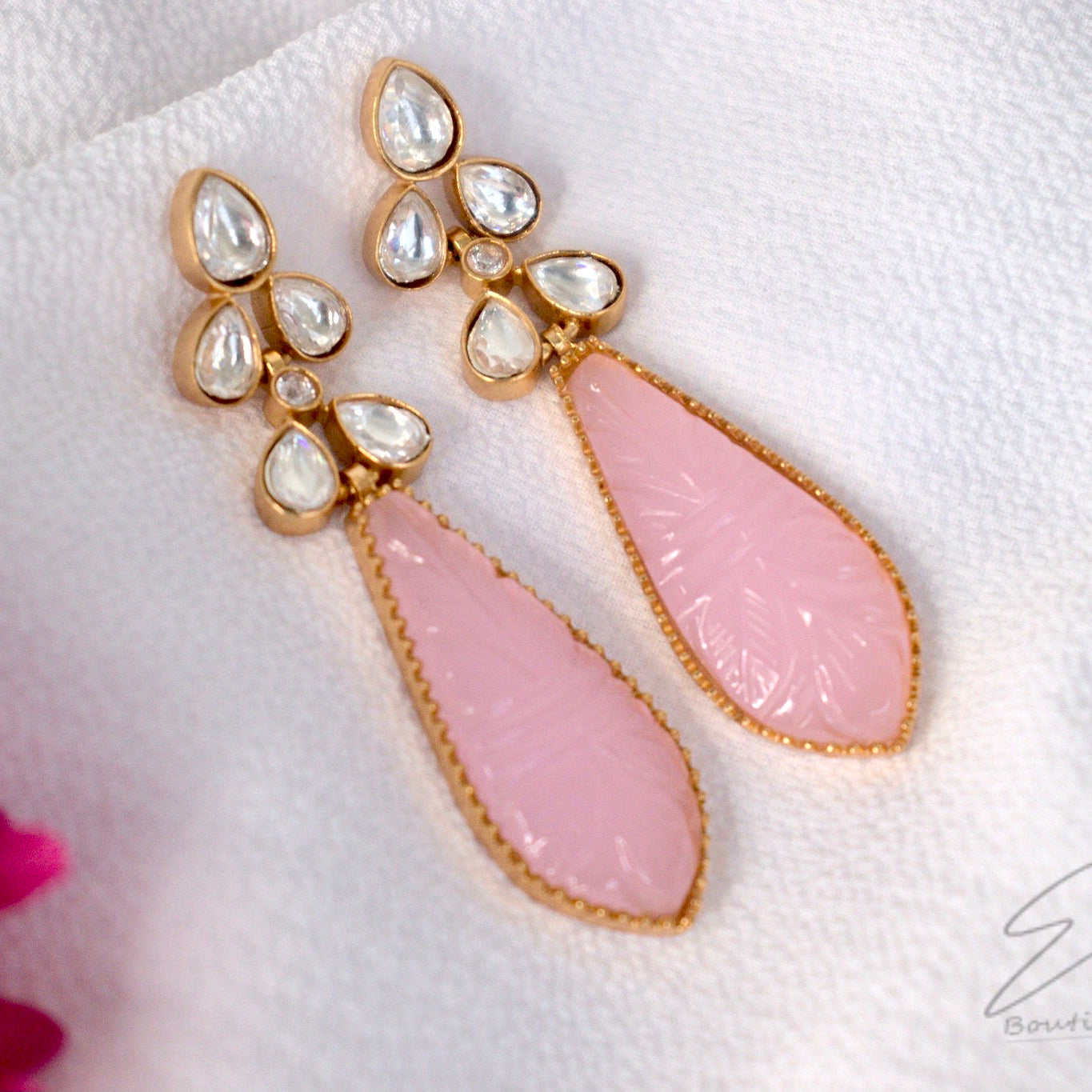 Boucles d'oreilles Kundan classiques plaquées or