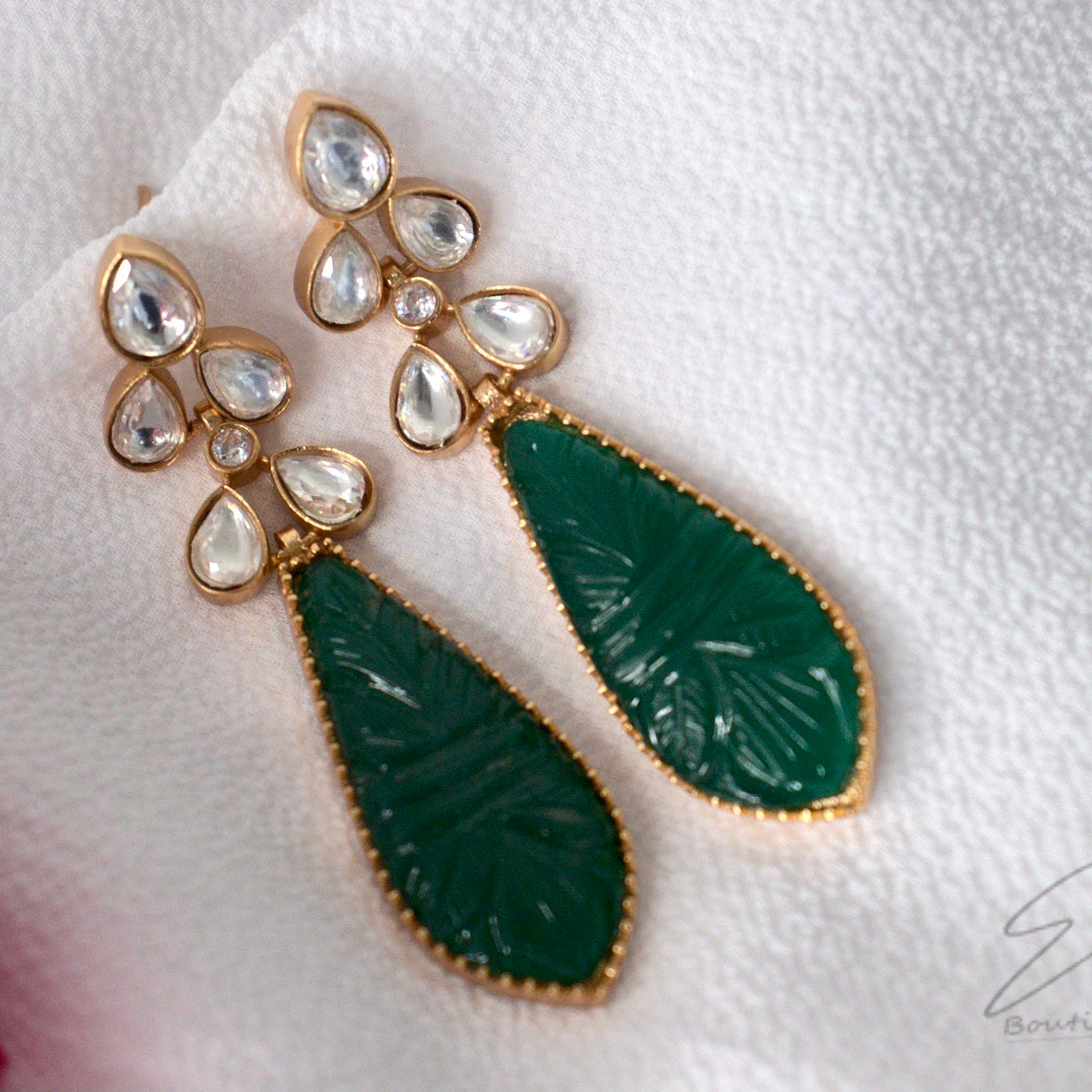 Boucles d'oreilles Kundan classiques plaquées or