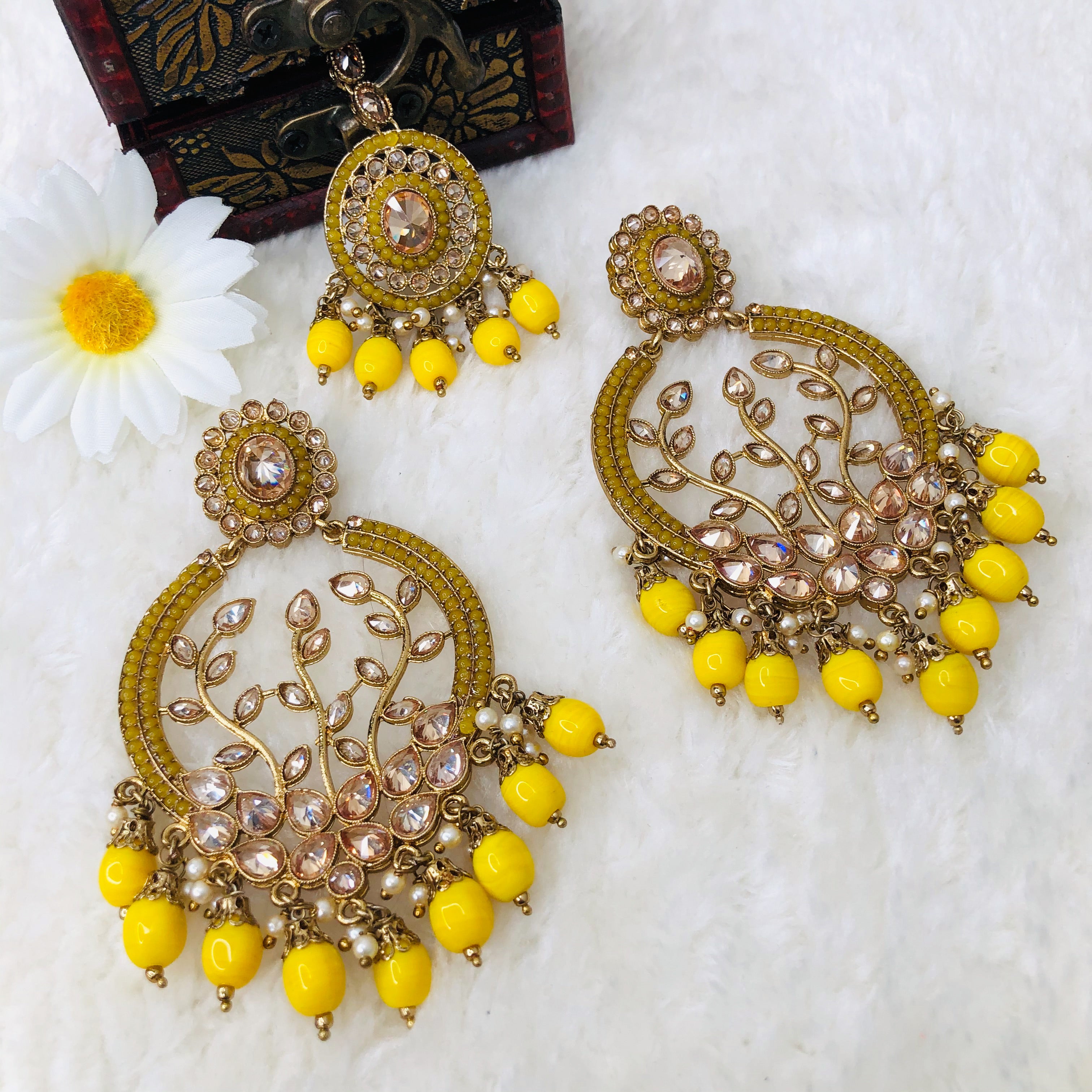 Boucles d'oreilles Polki avec Tikka