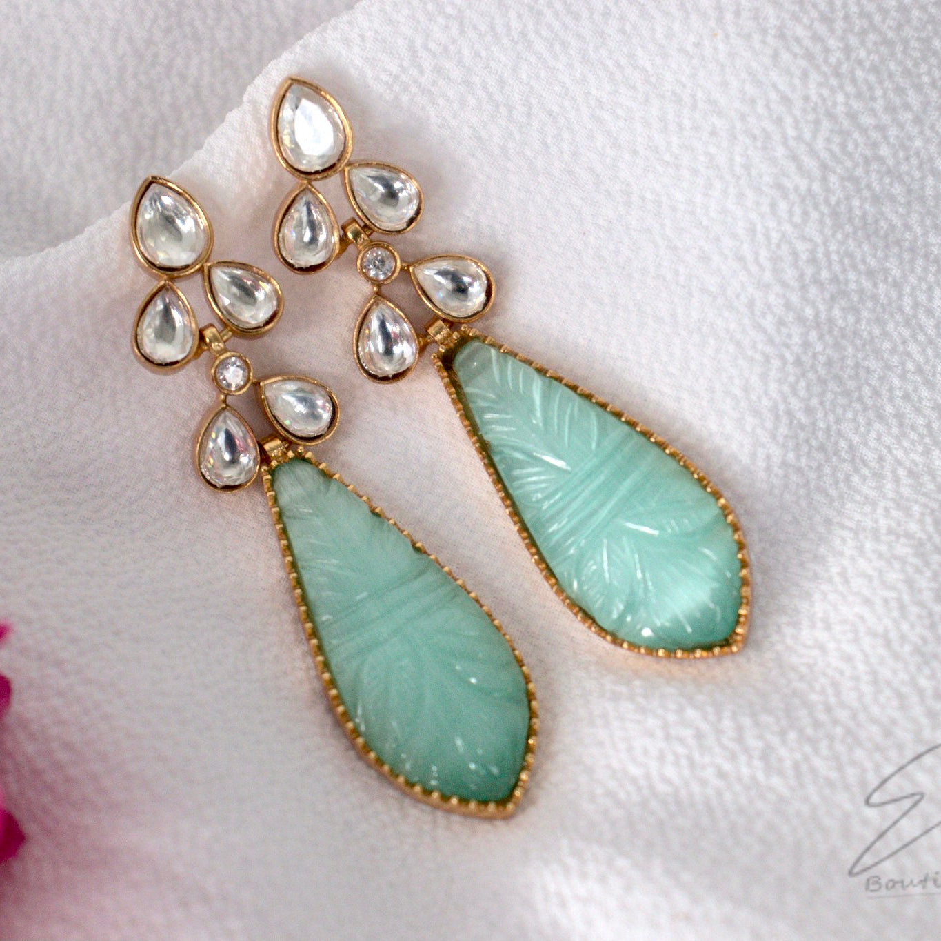 Boucles d'oreilles Kundan classiques plaquées or