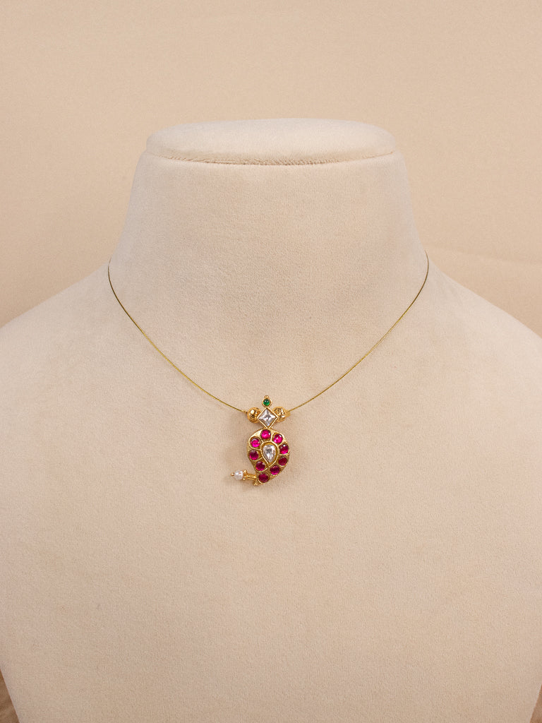 Mango Jadau Airy Pendant - Ruby