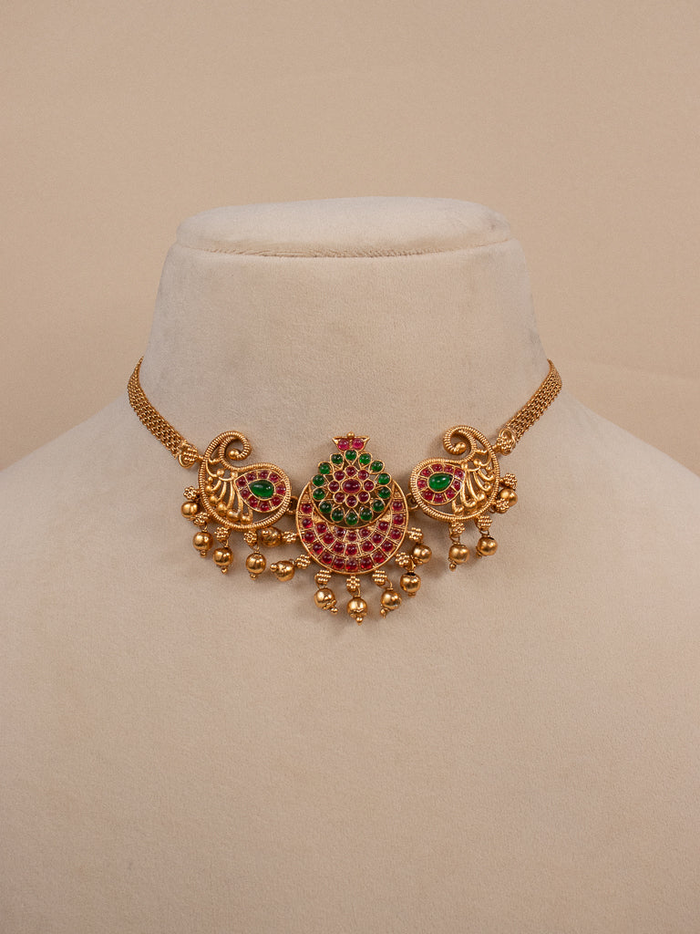 Ruby/Green Maanga Choker - Pocket Friendly