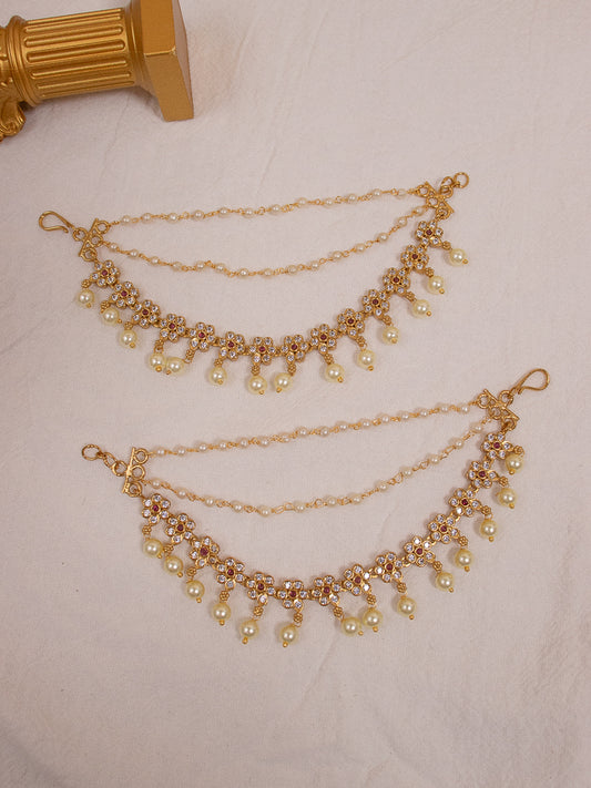 Flower Earchain - White