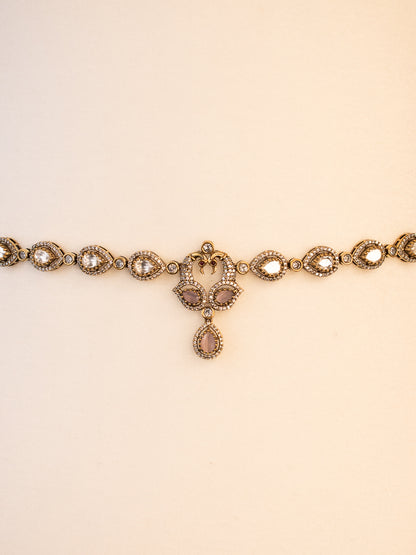 2 in 1 Victorian Hipchain/Midchest Necklace - Pink - W114