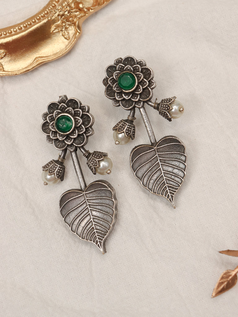 Leaf Style Silver Look Alike - Green