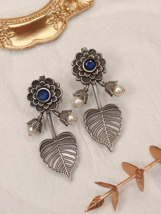 Leaf Style Silver Look Alike - Blue