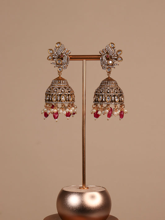 Victorian Jhumka - Ruby