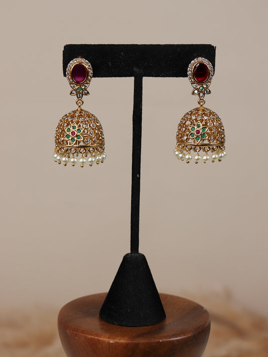 Ruby/Green Jhumka