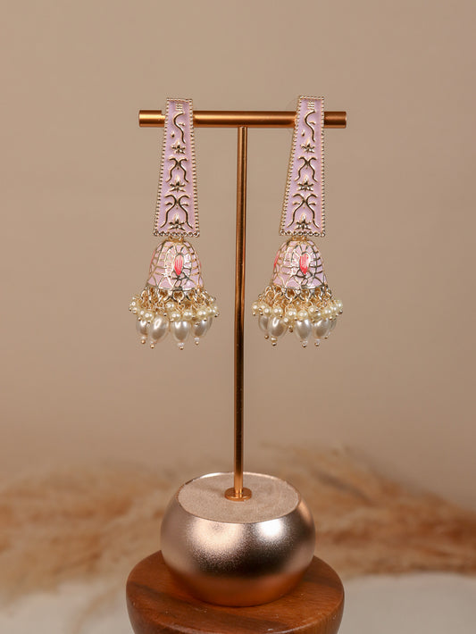 Meenakari Jhumki - Pink