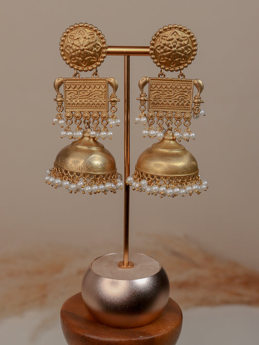 German Silver Jhumki - Gold Tone - Light Weight