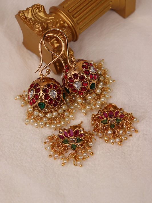 3 in 1 Kemp Lotus Jhumki