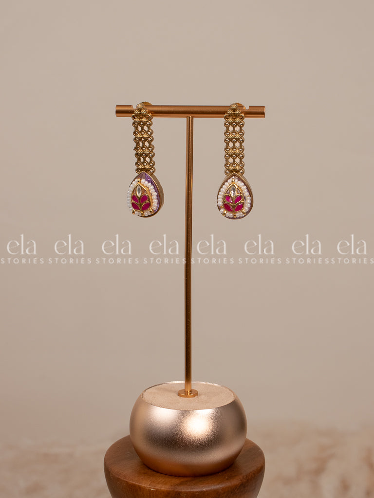 Gold Tone German Silver - Ruby Stone