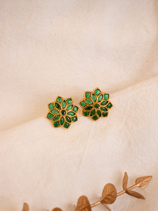 Floral Studs - Green