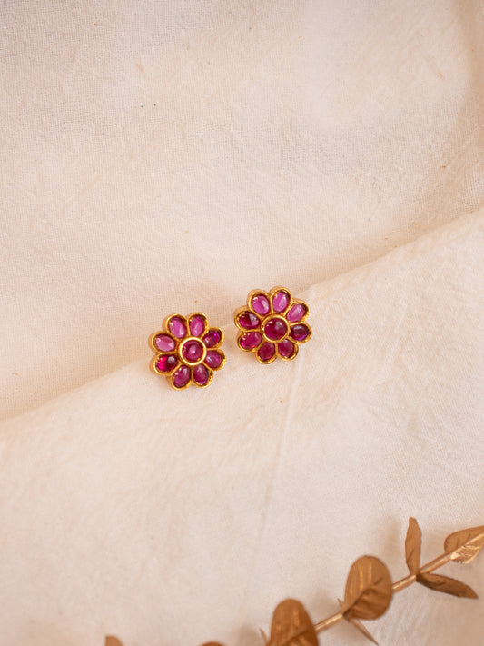 Floral Studs - Ruby