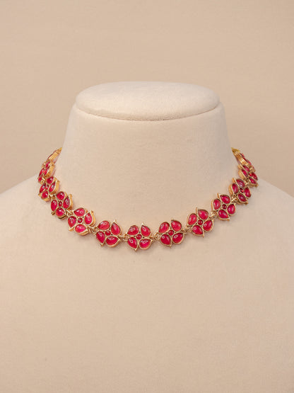 Double Side Necklace Set - Pearl/Ruby