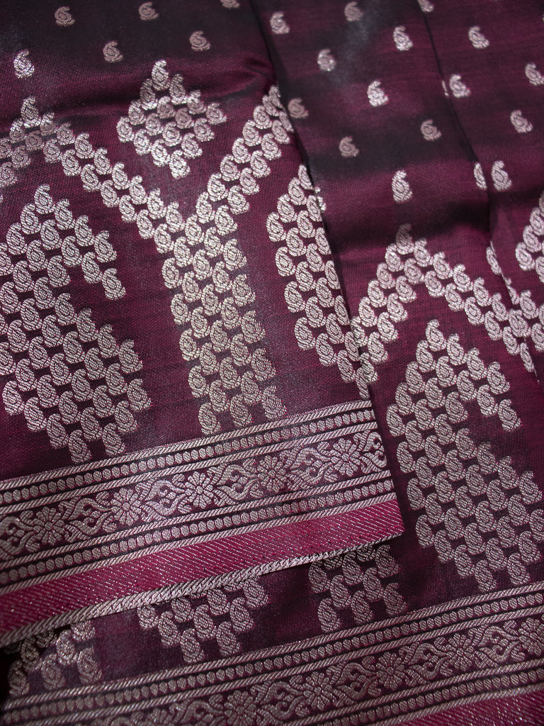 Maroon Semi Banaras - S009