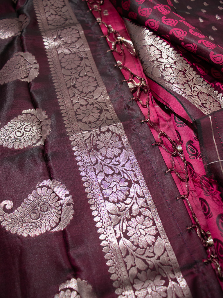 Maroon Semi Banaras - S009