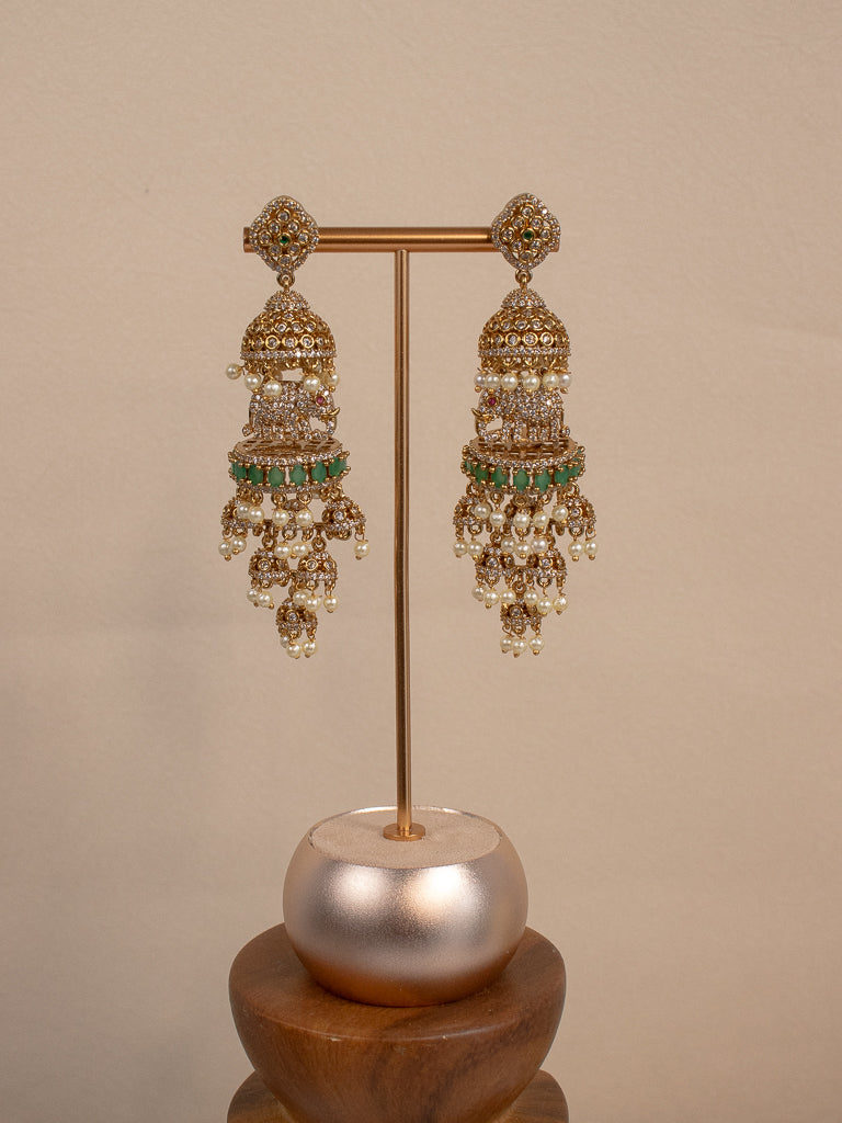 Elephant Jhumki - Green