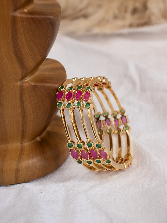 Kids Bangles - Green/Ruby