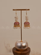 Pearl Jhumka Ruby Pocket Friendly-Front