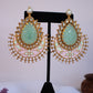 Pink and Mint Gold Tone Earrings